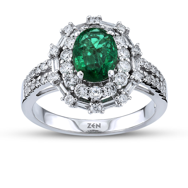 0,74ct Diamond emerald Ring 